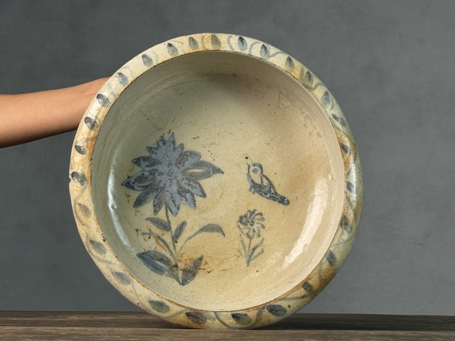 古玩陶瓷明代，青花花鳥紋水洗拍賣，當前價格1600元