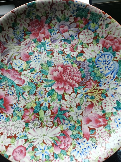 古玩陶瓷民國粉彩百花不落地粉彩盤拍賣,當前價格4500元