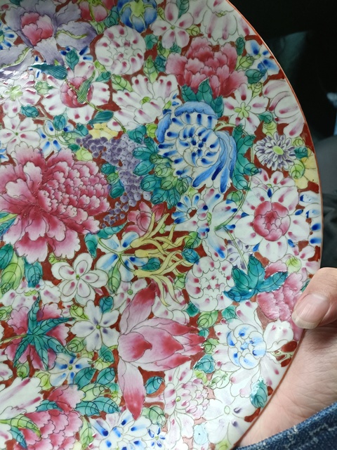 古玩陶瓷民國粉彩百花不落地粉彩盤拍賣,當前價格4500元