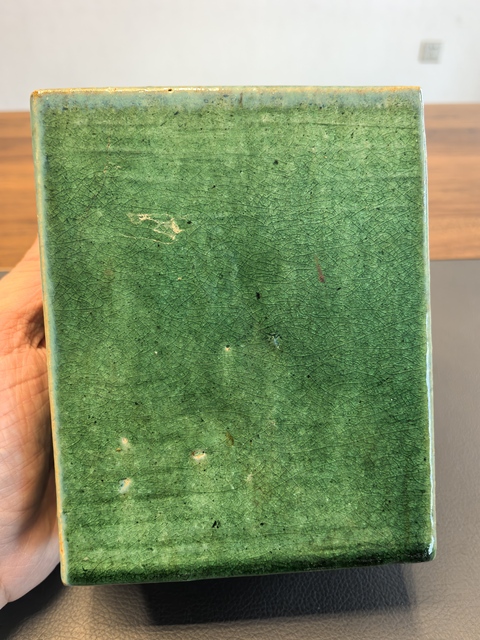 古玩陶瓷晚清民國綠釉文房書擋拍賣,當前價格230元