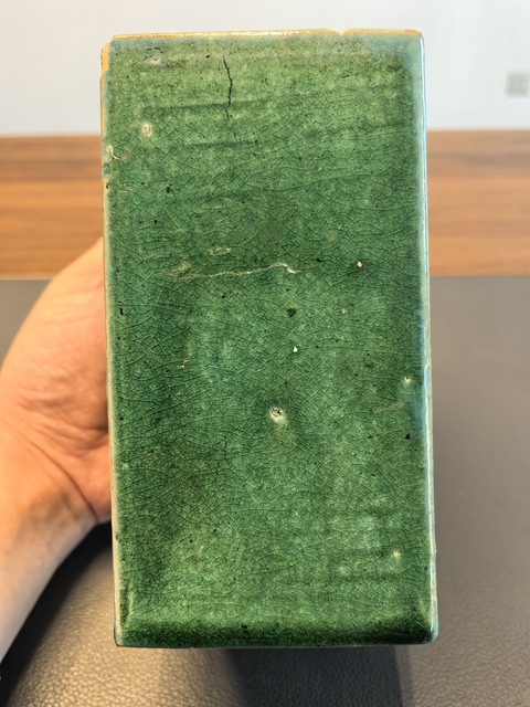 古玩陶瓷晚清民國綠釉文房書擋拍賣,當前價格230元