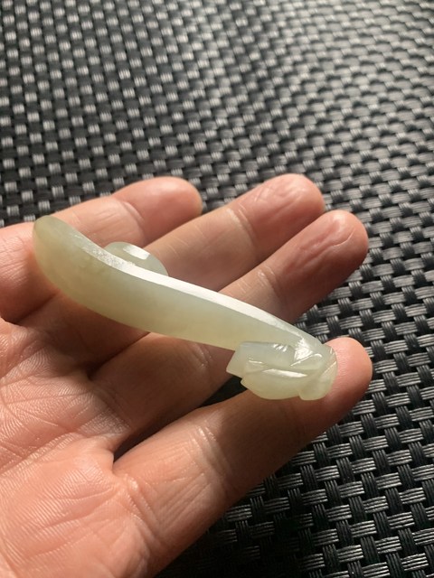 古玩玉器清代和田玉雕“龍首”帶鉤拍賣，當(dāng)前價格4990元