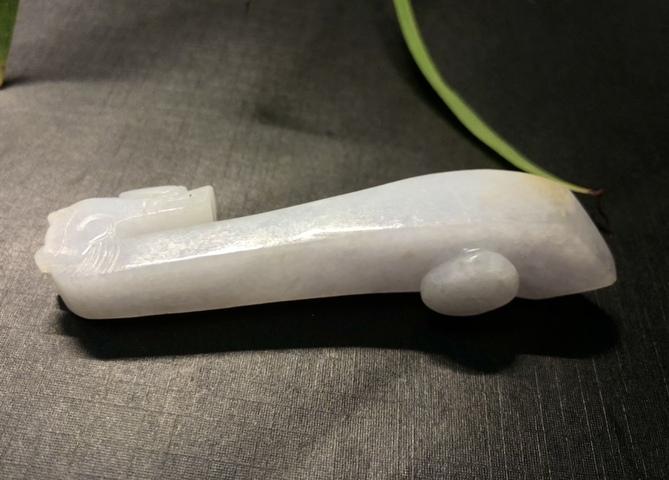 古玩玉器清代天然翡翠雕“龍首帶鉤”拍賣，當(dāng)前價格6500元