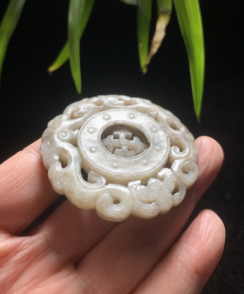 古玩玉器明清和田玉雕“轉芯佩”拍賣，當前價格9800元