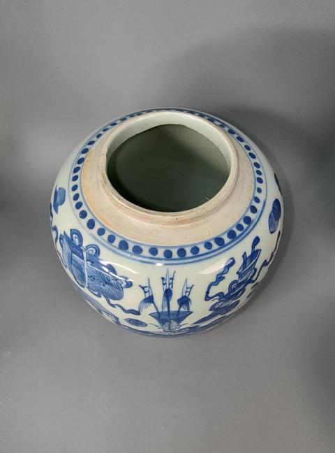 古玩陶瓷清乾嘉青花雜寶紋罐拍賣，當前價格1988元