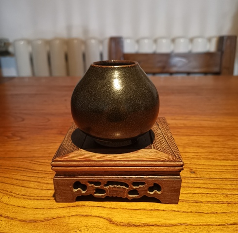 古玩陶瓷明茶葉末釉雞心水盂拍賣，當前價格1388元