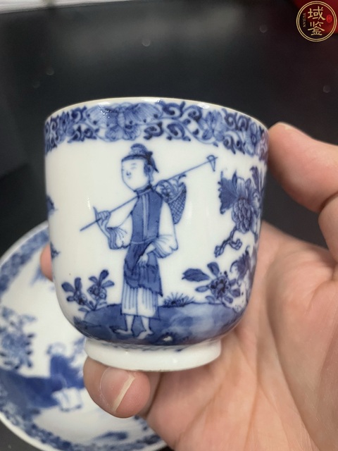 古玩陶瓷清乾隆·青花仕女教子圖杯碟拍賣，當前價格4980元