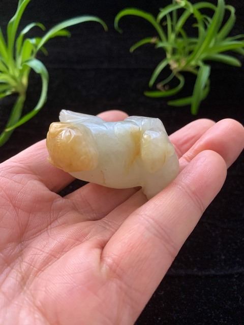古玩玉器清代老翡翠雕“瑞獸”拍賣,當前價格13500元