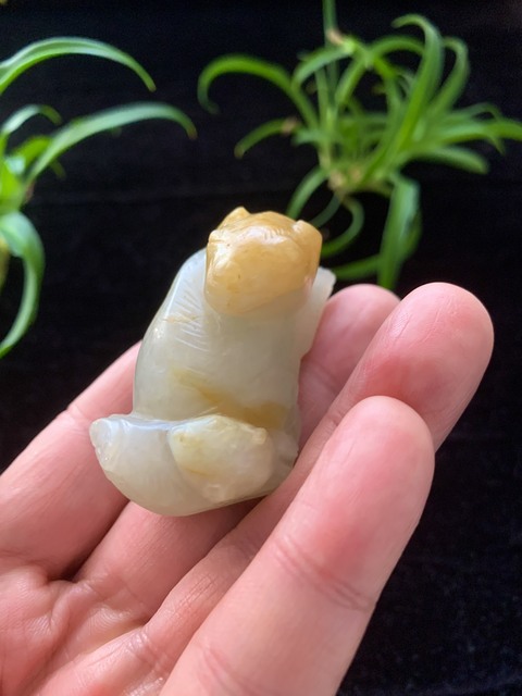 古玩玉器清代老翡翠雕“瑞獸”拍賣,當前價格13500元