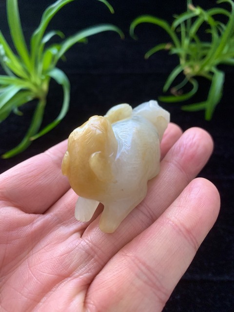 古玩玉器清代老翡翠雕“瑞獸”拍賣,當前價格13500元