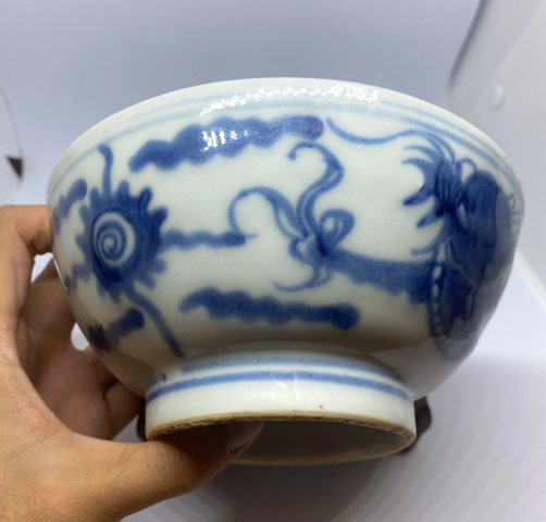 古玩陶瓷【康雍(1661年~1735年)青花云龍趕珠紋大碗】拍賣,當前價格999元