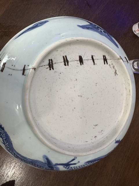 古玩陶瓷雍正青花過墻龍紋盤拍賣，當前價格2488元