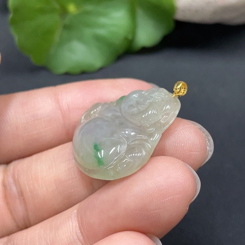 古玩玉器49天然翡翠彌勒佛墜（正冰種）拍賣，當前價格368元