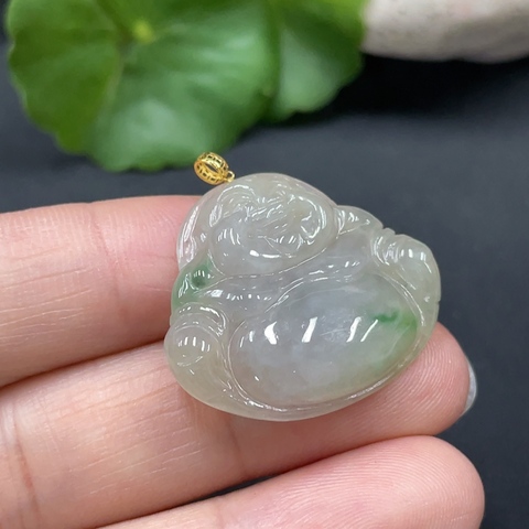 古玩玉器49天然翡翠彌勒佛墜（正冰種）拍賣，當前價格368元