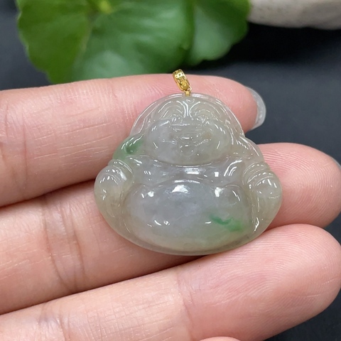 古玩玉器49天然翡翠彌勒佛墜（正冰種）拍賣，當前價格368元