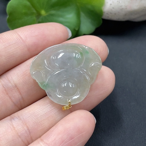 古玩玉器49天然翡翠彌勒佛墜（正冰種）拍賣，當前價格368元