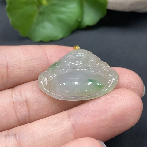 古玩玉器49天然翡翠彌勒佛墜（正冰種）拍賣，當前價格368元