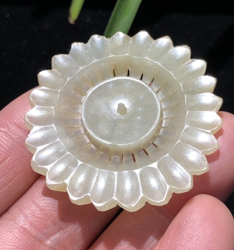 古玩玉器明代和田玉雕“帽花”拍賣，當(dāng)前價格3500元
