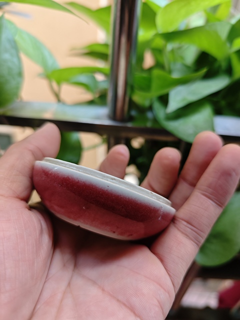 古玩陶瓷豇豆紅釉印泥盒拍賣,當前價格25000元