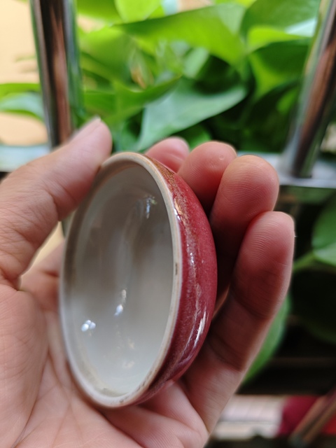 古玩陶瓷豇豆紅釉印泥盒拍賣,當前價格25000元