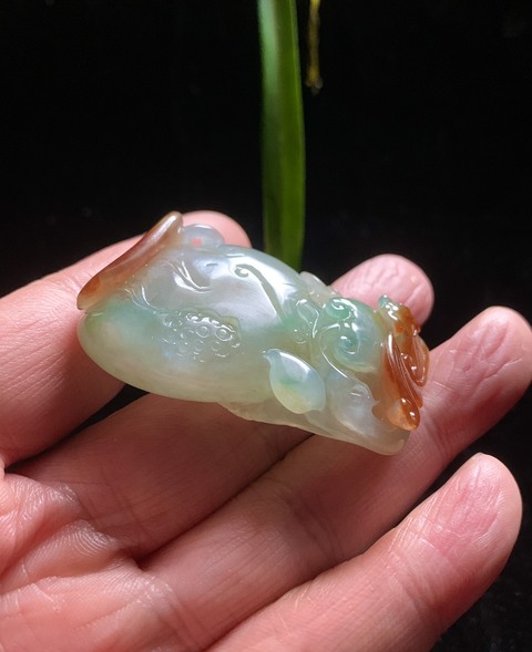 古玩玉器天然翡翠雕“福如意”掛件拍賣,當前價格14500元