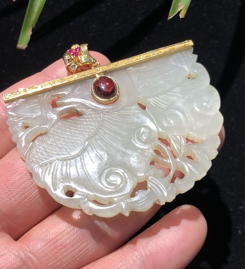 古玩玉器清代和田玉雕“蝴蝶帶扣”(鑲佩)拍賣,當前價格4800元