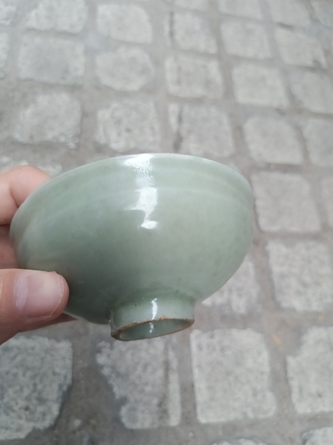 古玩陶瓷南宋龍泉青瓷束口盞拍賣,當前價格55000元
