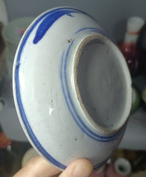 古玩陶瓷清中期松竹梅青花盤拍賣，當前價格100元