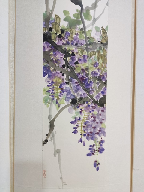 古玩字畫手工精裱河南名家孫朋飛花卉六屏拍賣，當(dāng)前價(jià)格2688元