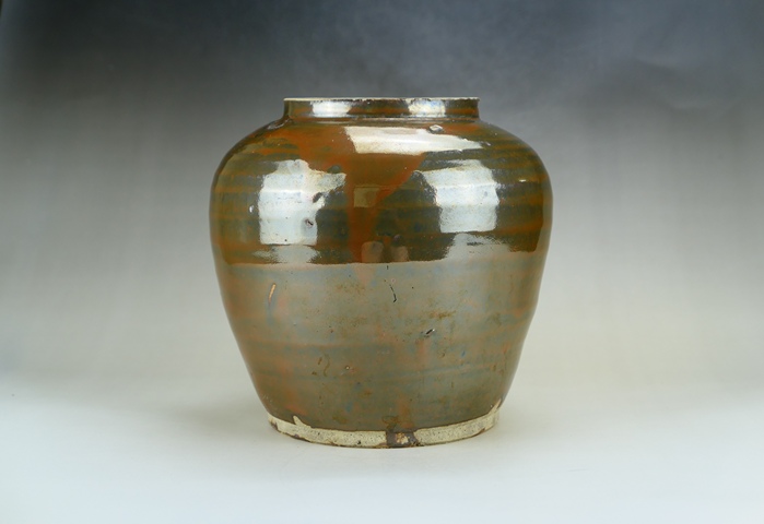 古玩陶瓷精品:明代定窯系紫金釉柿紅斑茶葉罐（1368年-1644年）拍賣，當(dāng)前價格3600元
