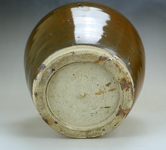 古玩陶瓷精品:明代定窯系紫金釉柿紅斑茶葉罐（1368年-1644年）拍賣，當(dāng)前價格3600元