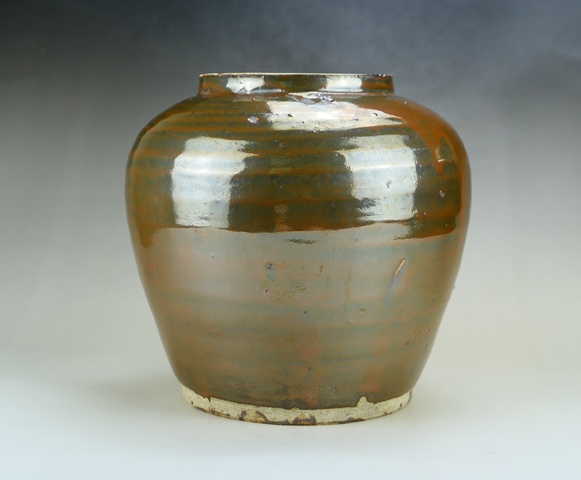 古玩陶瓷精品:明代定窯系紫金釉柿紅斑茶葉罐（1368年-1644年）拍賣，當(dāng)前價格3600元