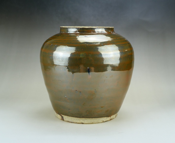 古玩陶瓷精品:明代定窯系紫金釉柿紅斑茶葉罐（1368年-1644年）拍賣，當(dāng)前價格3600元