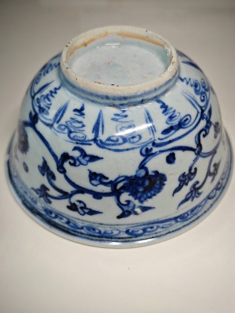 古玩陶瓷明空白期·青花纏枝花卉紋碗拍賣,當前價格9999元
