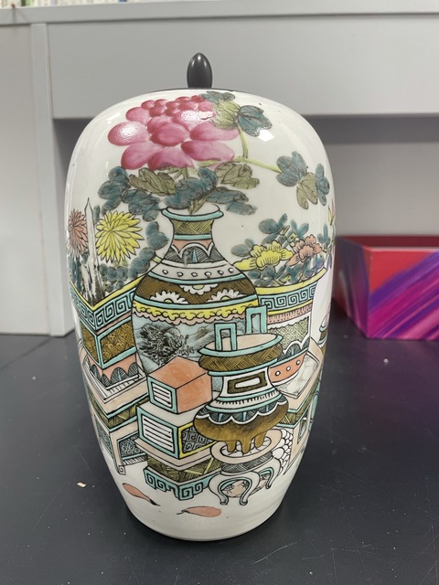 古玩陶瓷清晚期·許品衡粉彩博古圖冬瓜罐拍賣，當(dāng)前價(jià)格7800元