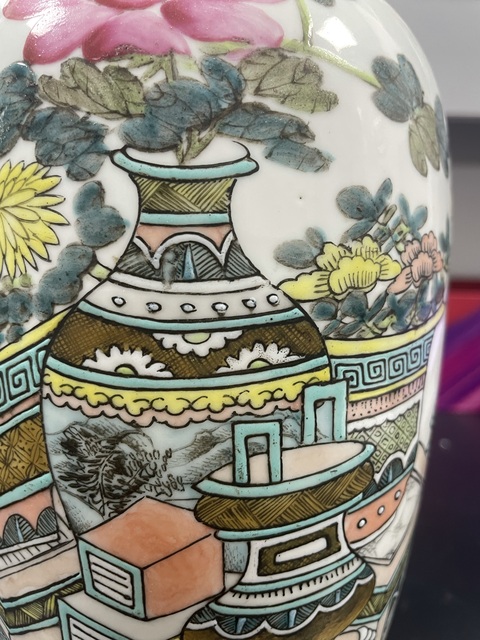 古玩陶瓷清晚期·許品衡粉彩博古圖冬瓜罐拍賣，當(dāng)前價(jià)格7800元