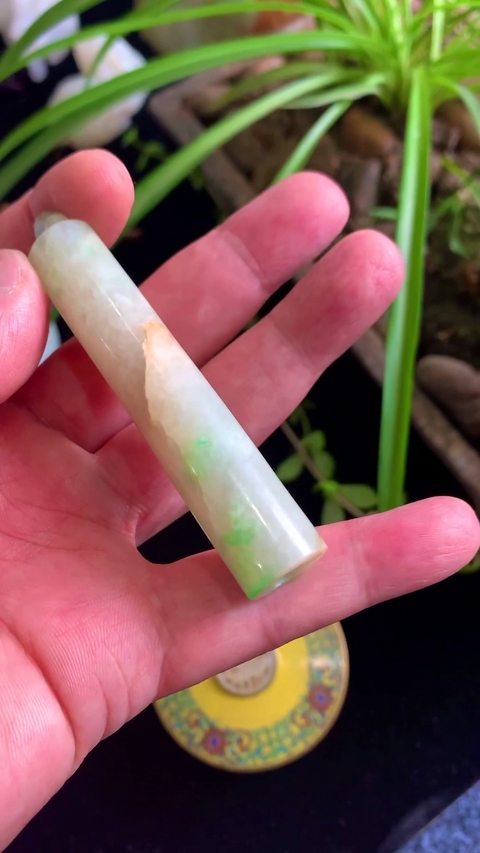 古玩玉器清代天然翡翠翎管拍賣，當前價格12000元