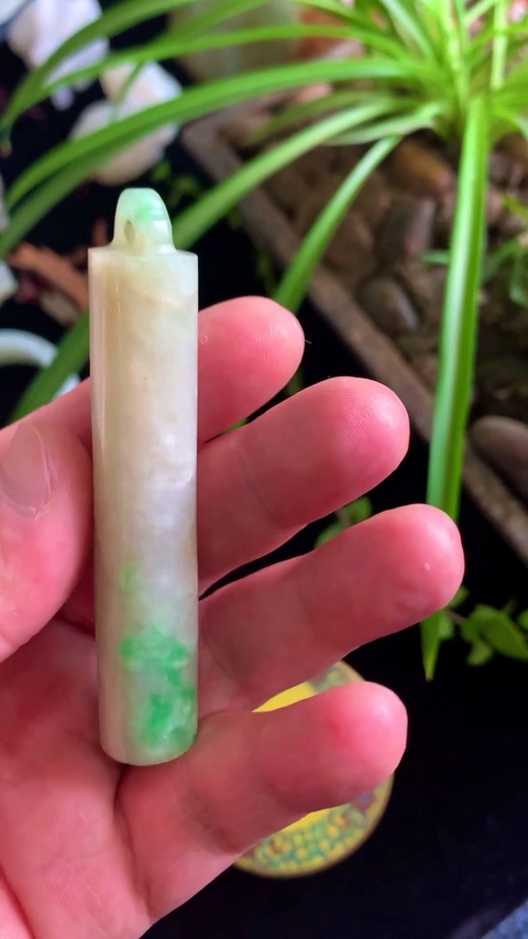 古玩玉器清代天然翡翠翎管拍賣，當前價格12000元