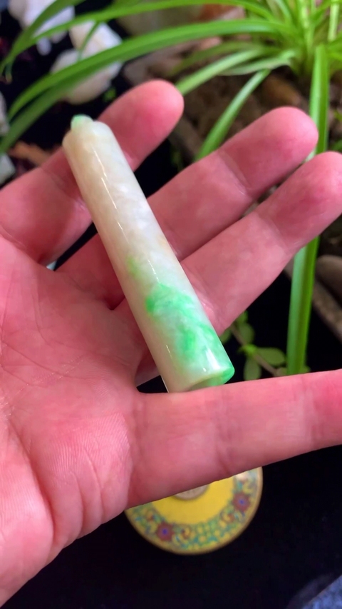 古玩玉器清代天然翡翠翎管拍賣，當前價格12000元