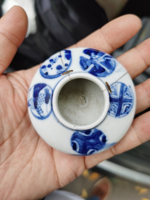 古玩陶瓷晚清青花水盂拍賣，當(dāng)前價(jià)格588元