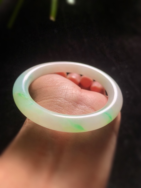 古玩玉器清代天然翡翠手鐲拍賣，當(dāng)前價格42000元