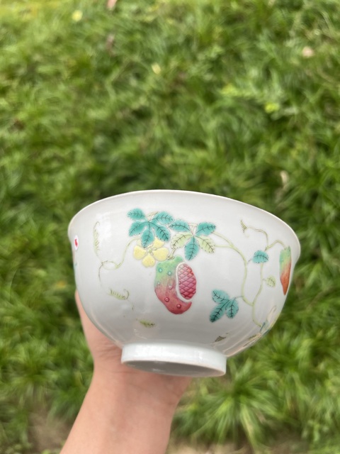 古玩陶瓷粉彩賴瓜圖碗拍賣，當前價格13888元