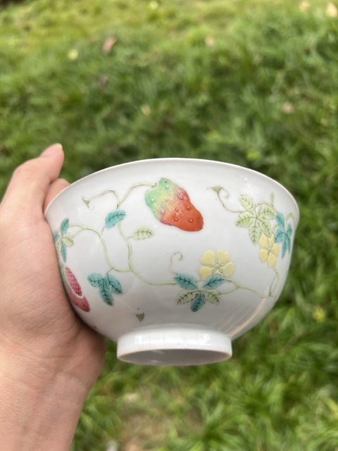 古玩陶瓷粉彩賴瓜圖碗拍賣，當前價格13888元