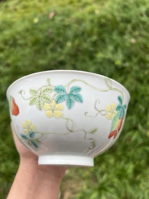 古玩陶瓷粉彩賴瓜圖碗拍賣，當前價格13888元