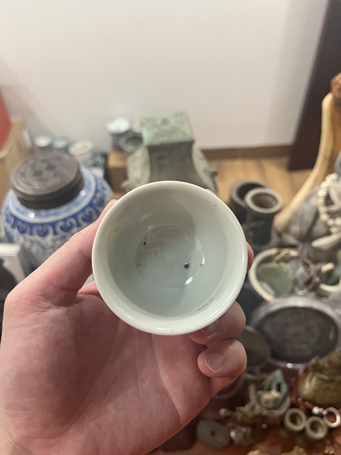 古玩陶瓷清代花卉紋青花杯拍賣，當前價格200元