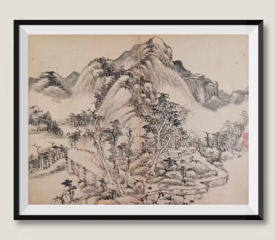 古玩字畫清代乾隆進士嘉慶重臣文寧《不堪持贈》山水畫冊拍賣，當前價格1200000元