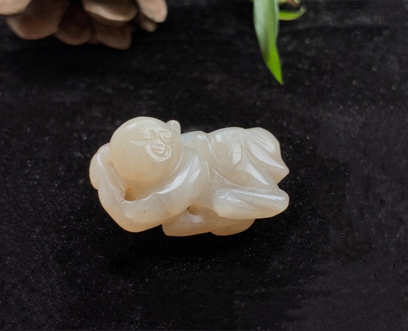 古玩玉器清代和田玉雕“祝壽童子”拍賣,當前價格26800元