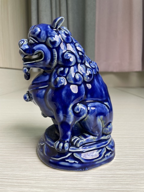 古玩陶瓷晚清民國 日本官窯九谷燒窯變藍(lán)釉獅子塑像拍賣,當(dāng)前價(jià)格750元