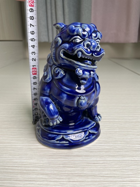 古玩陶瓷晚清民國 日本官窯九谷燒窯變藍(lán)釉獅子塑像拍賣,當(dāng)前價(jià)格750元