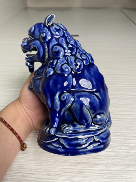 古玩陶瓷晚清民國 日本官窯九谷燒窯變藍(lán)釉獅子塑像拍賣,當(dāng)前價(jià)格750元